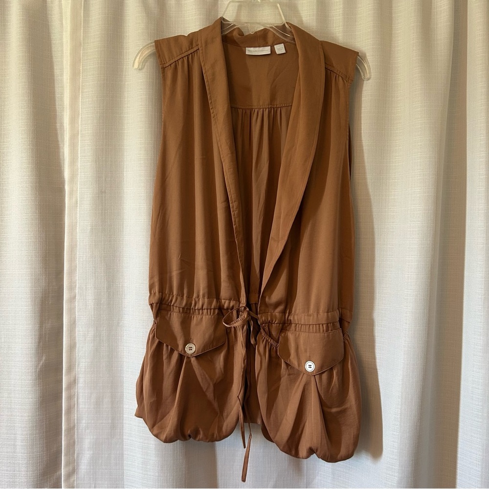 Caramel Brown Sleeveless Vest with Ties